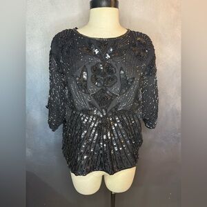 ✨ Vintage Beaded Silk Top – Made in India ✨